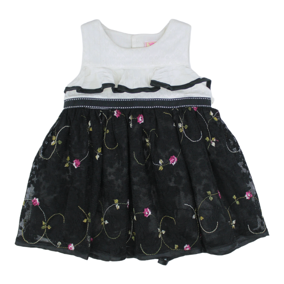 Sunny Baby Sleeveless Dress With Embroidered Skirt