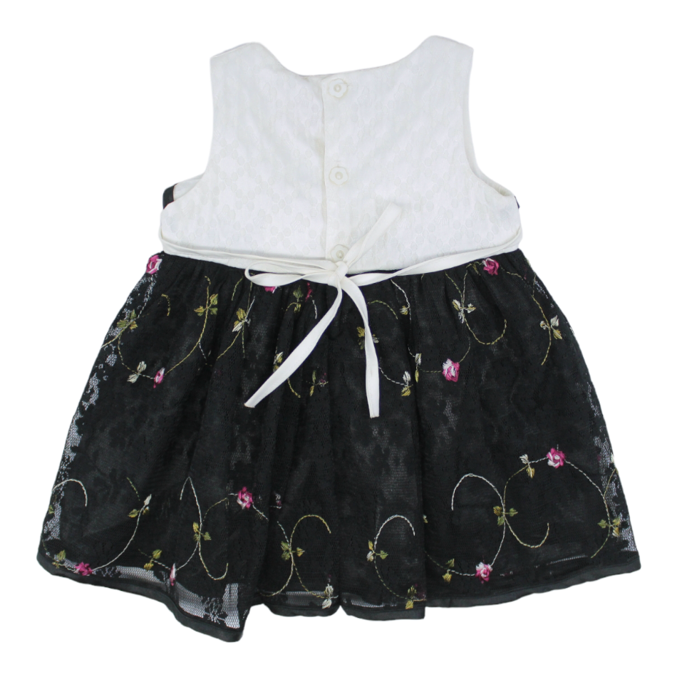 Sunny Baby Sleeveless Dress With Embroidered Skirt
