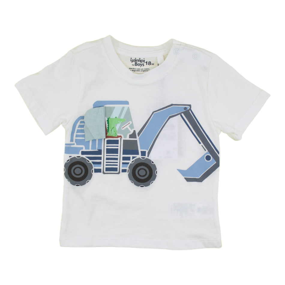 Baby Yampi Cotton Graphic Print T-shirt - Excavator
