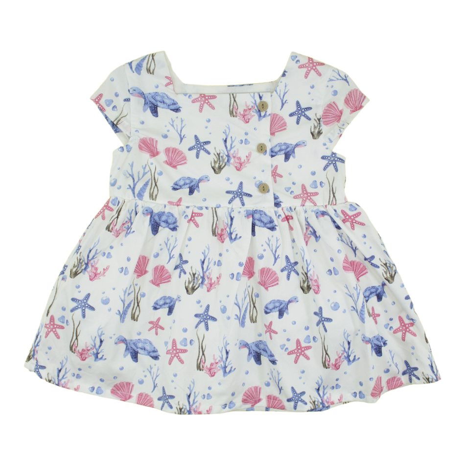 Max Cotton Printed Side Snap Dress - Sea Creatures