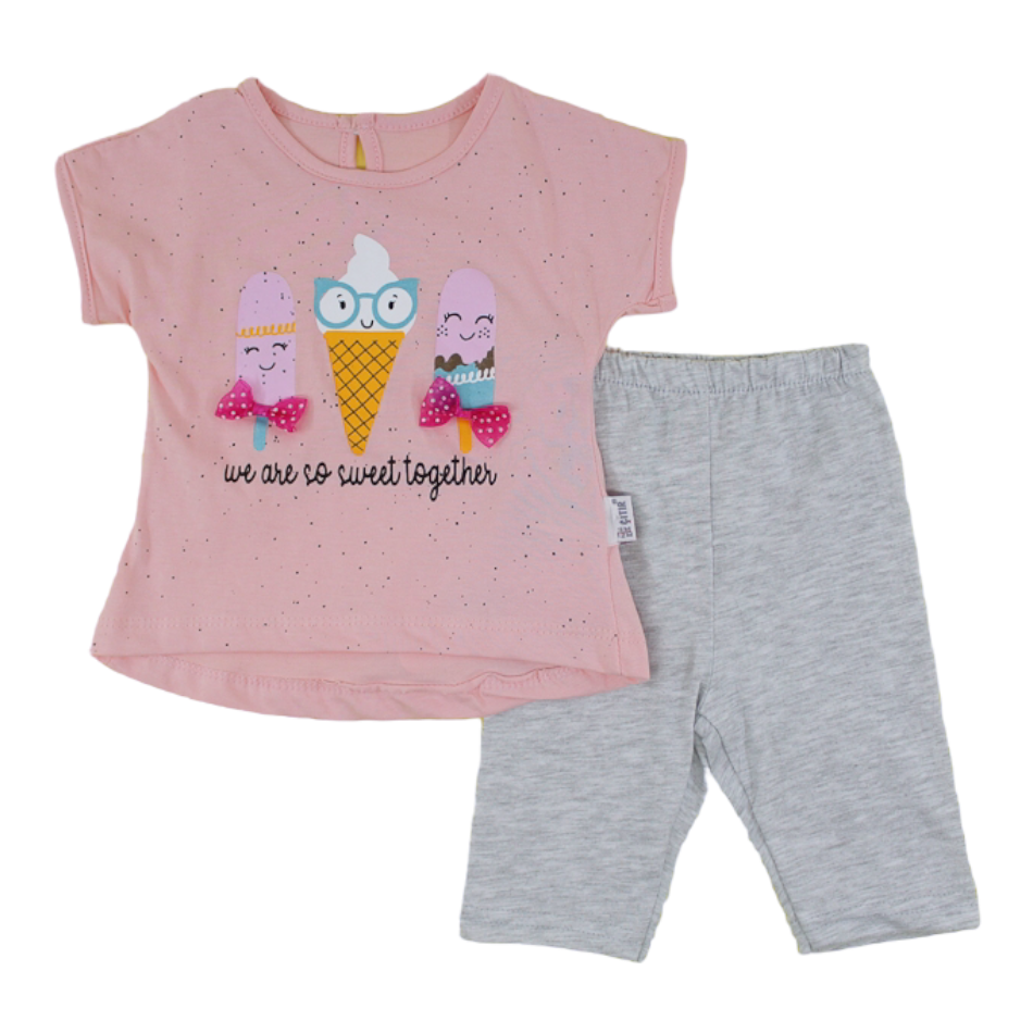 2 Pc T-Shirt And Bicycle Shorts Set -Sweet Together
