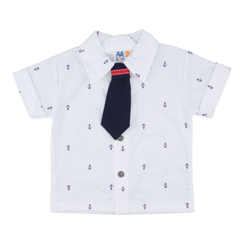 4 Pc Shirt, Waistcoat, Tie And Shorts Set - Anchor
