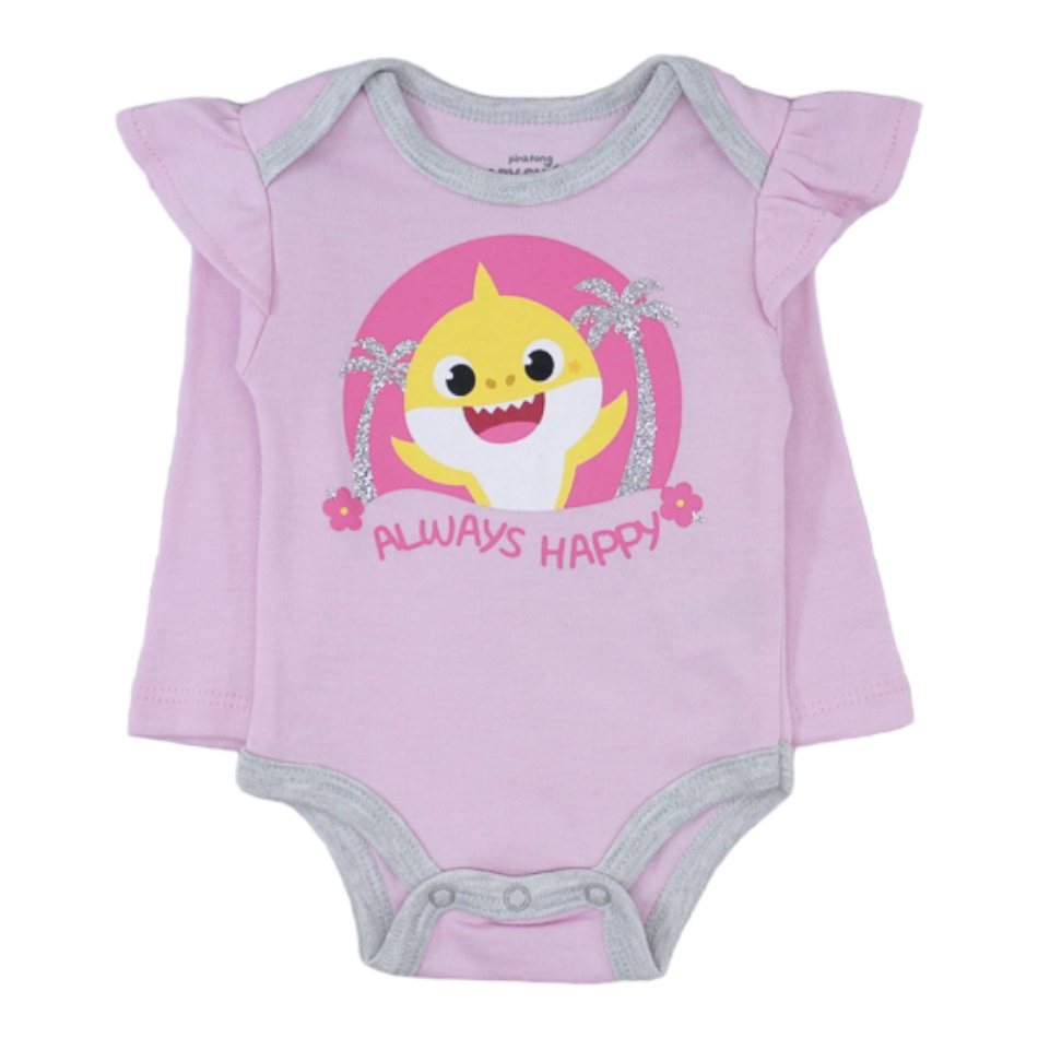 Pinkfong 3 Pc Bodysuit, Leggings And Headband Set - Baby Shark/Always Happy