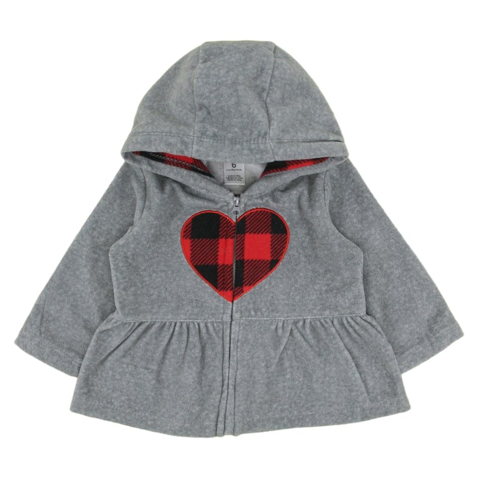 Hooded Fleece Jacket and Jeggings With Cotton Full Sleeves Bodysuit  - Heart