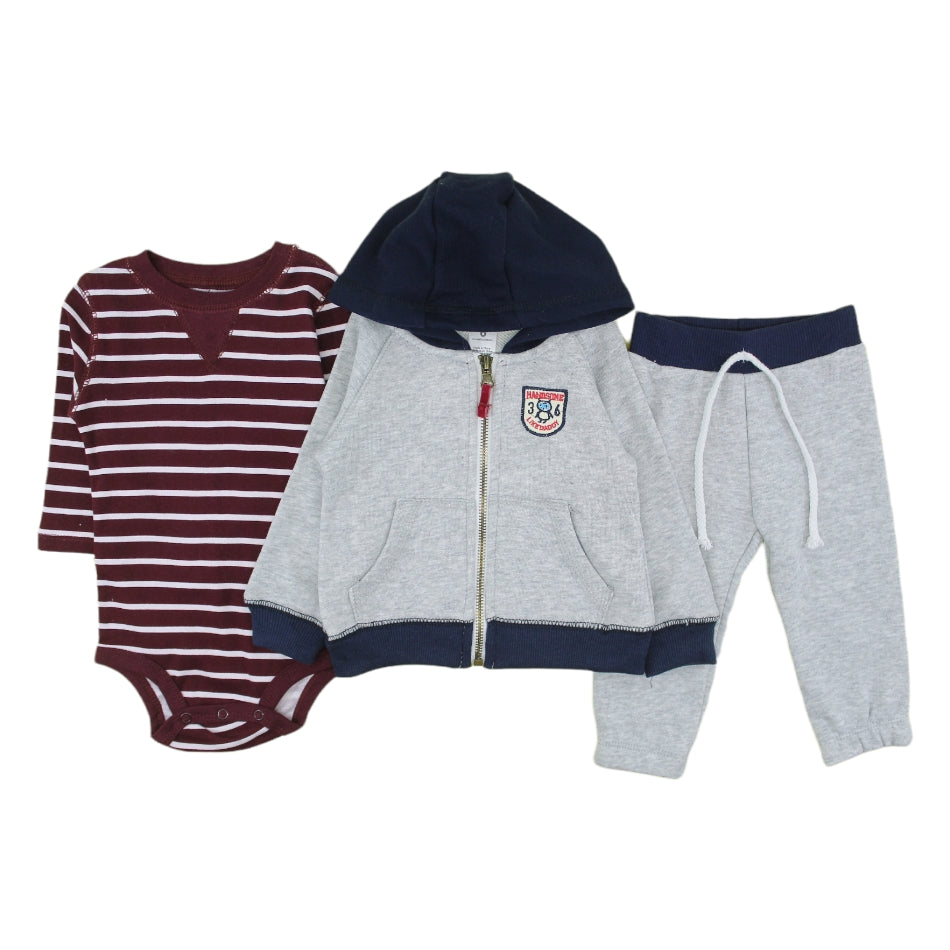 Hooded Terry Jacket, Cotton Bodysuit and Terry Jogger Pants - Handsome Like Daddy