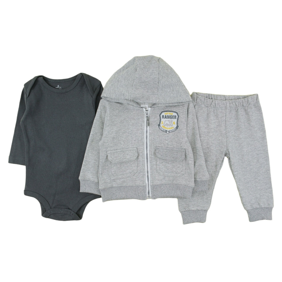 Hooded Terry Jacket, Cotton Bodysuit and Terry Jogger Pants - Little Ranger