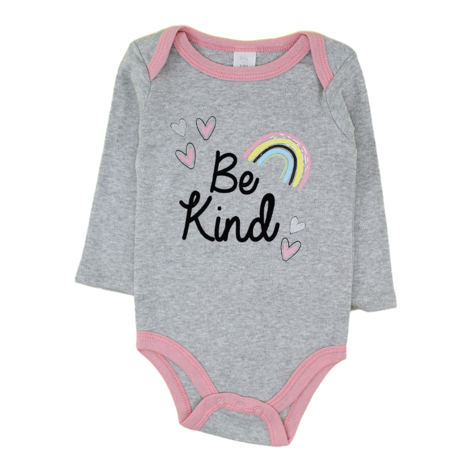 Baby Kiss 3 Pk Full Sleeves Cotton Bodysuits - Be Kind/Rainbow