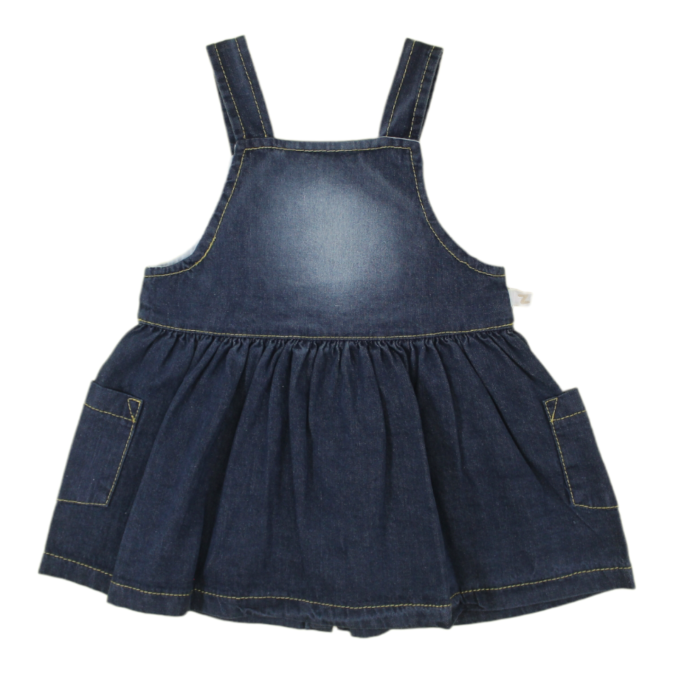 Baby Z Button Down Dungaree Dress With T-Shirt - Peach