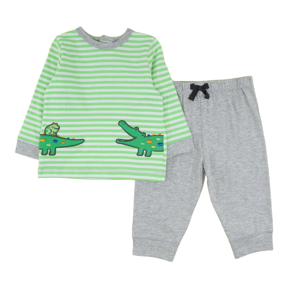 Little Me 2 Pc T-shirt And Jogger Pants Set - Alligator