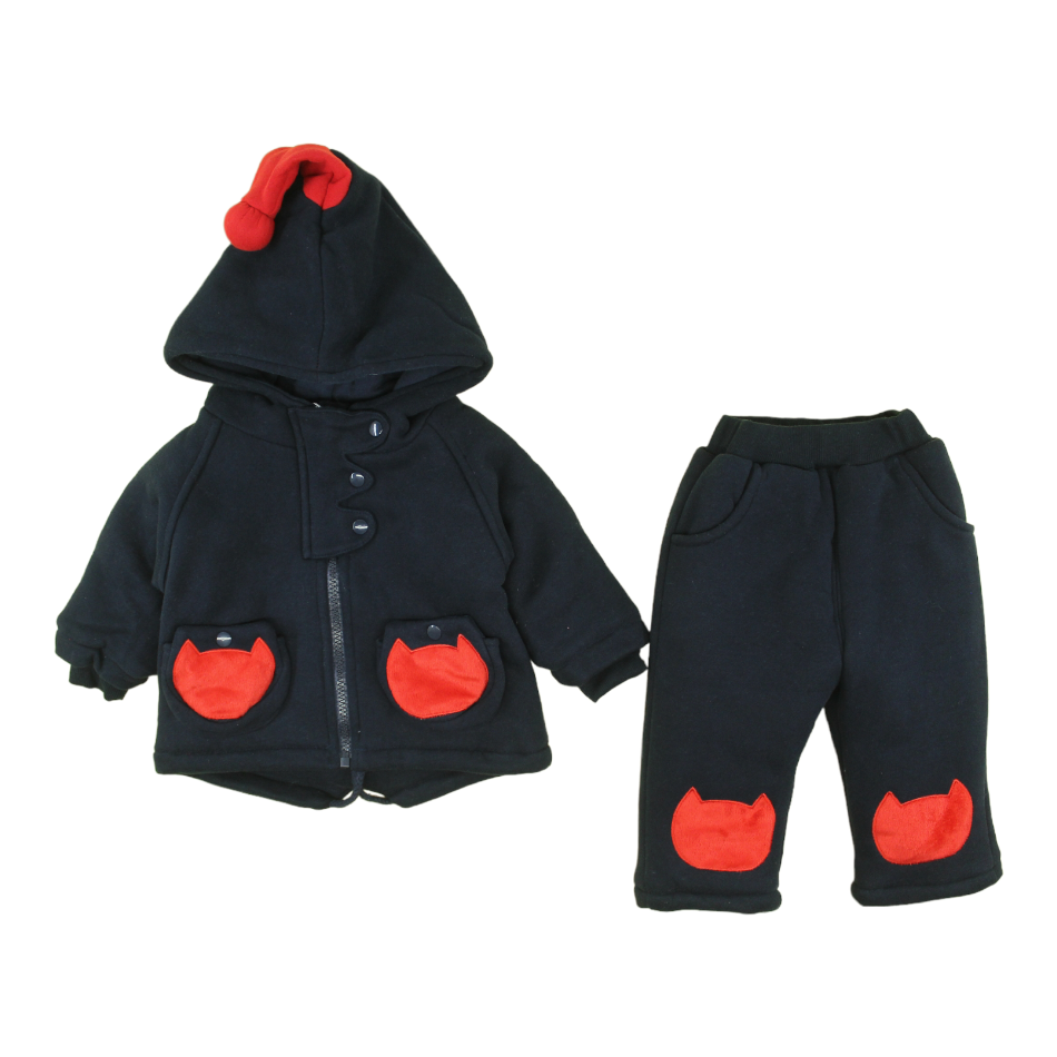 2 Pc Thick Padded Hooded Jacket And Pants Set - Batman