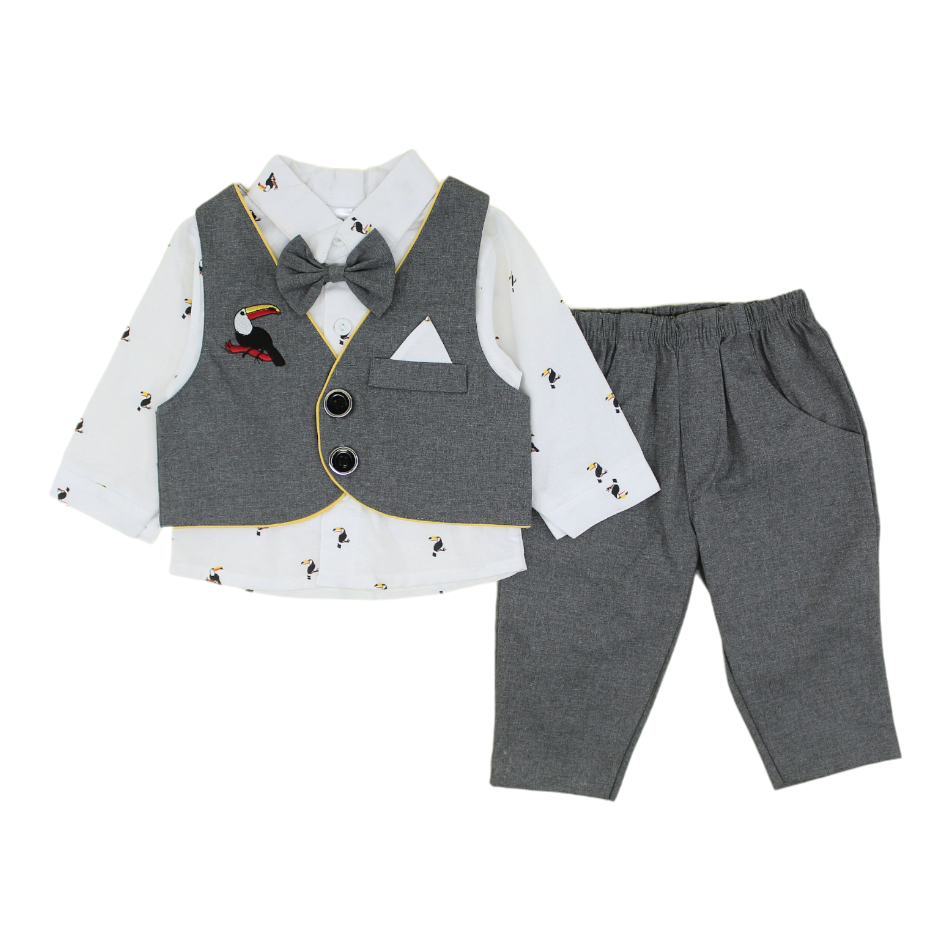 Mon Caramel 3 Pc Suit - Shirt, Pant And Waistcoat Set - Toucan