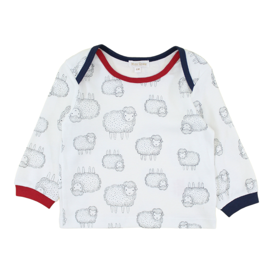 Mini Rose 3 Pc T-shirt, Pajama And Caps Set - Sheep