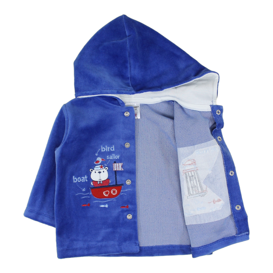 Baby Connect Velour Jacket And Pant With Cotton T-Shirt - Light House