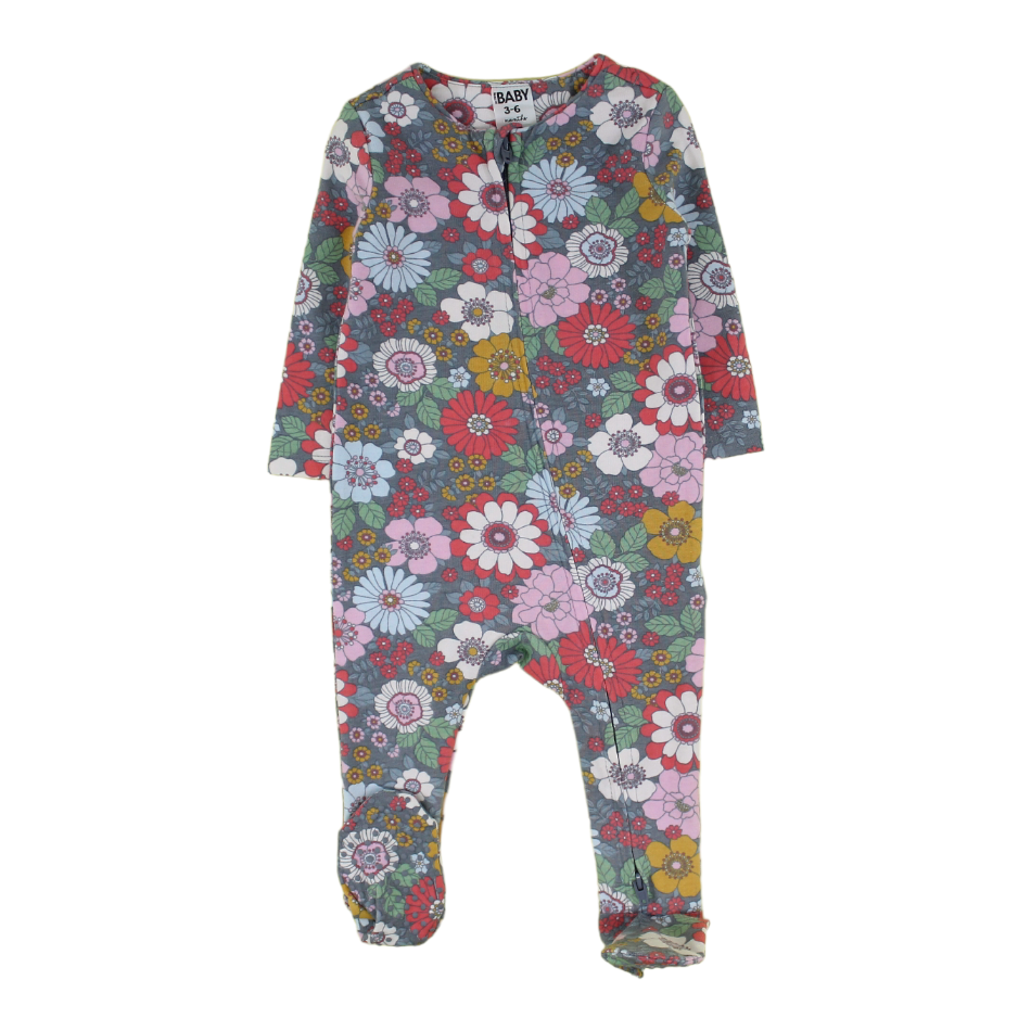 Cotton Floral Zip up Footed Sleeper