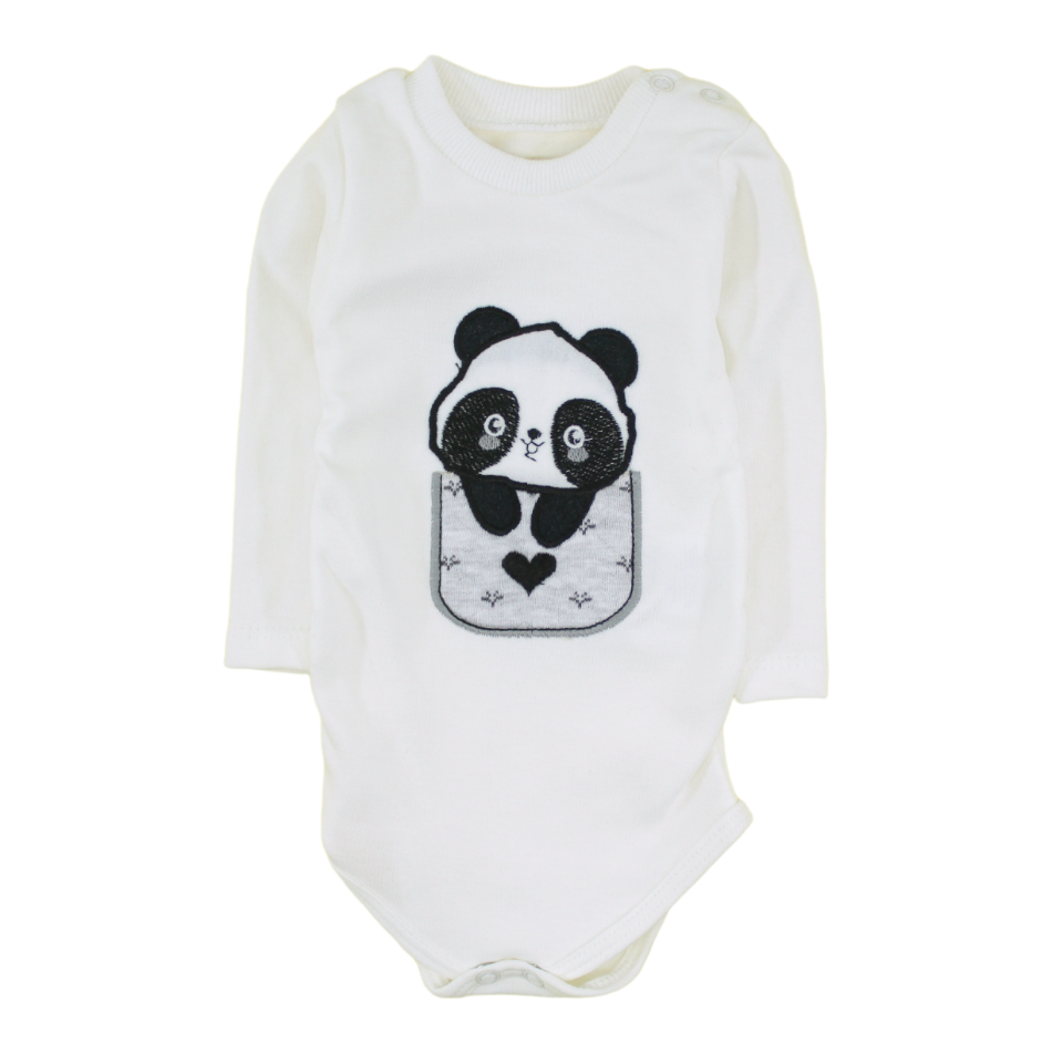 Mini Pakel 3 Pc Quilted Jacket With Cotton Bodysuit And Pant - Panda