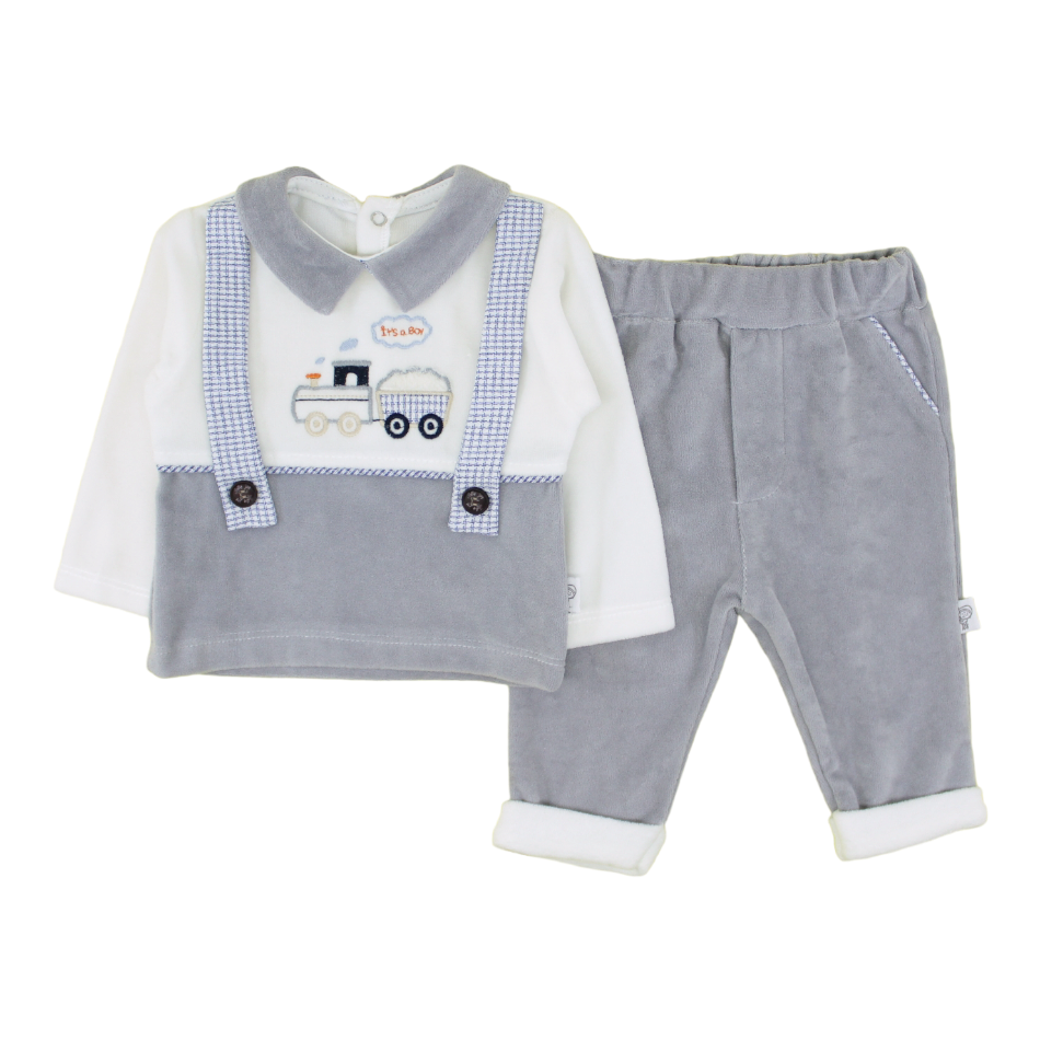 Jolly Joy 2 Pc Velour Shirt And Pajama Set - It's A Boy