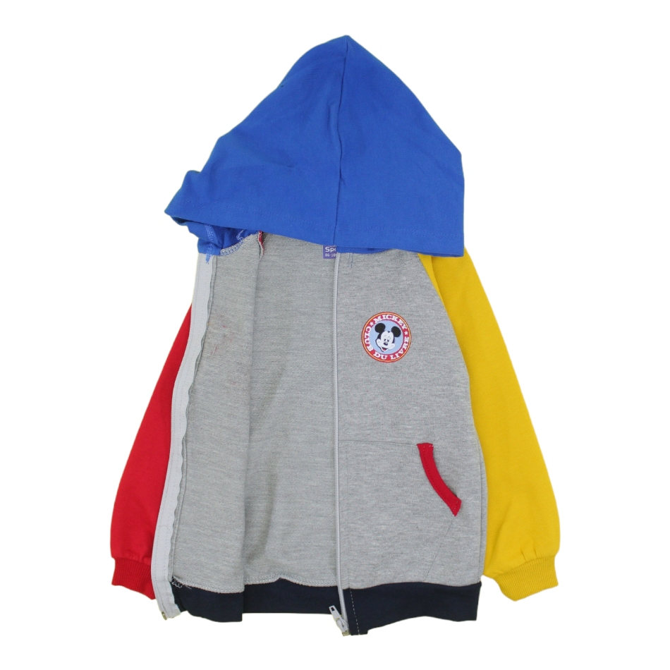 3 Pc Cotton Terry Zip Up Hooded Jacket Set - Mickey Club