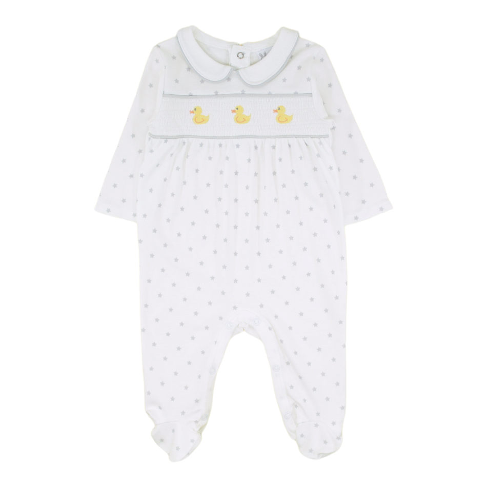 Little Me Smocked Embroidered Footed Sleeper - Duck