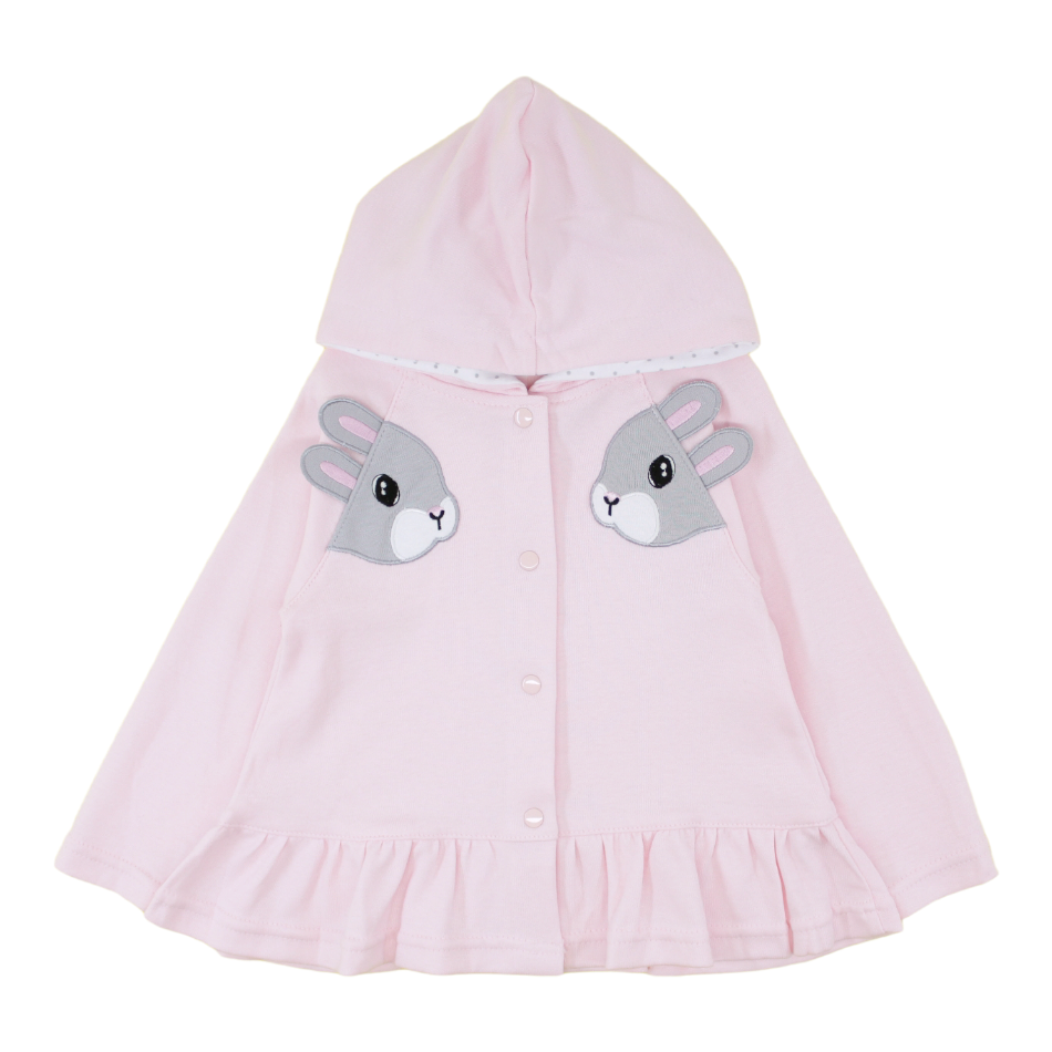 Ohm & Emmy 3 Pc Cotton Peplum Hooded Jacket Set - Bunny