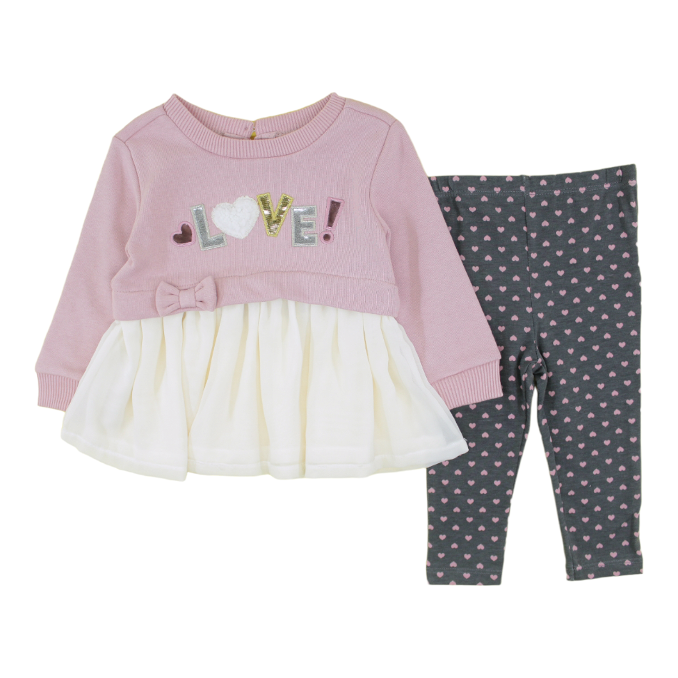 Kids Headquarters 2 Pc Terry Top And Cotton Legging Set - Love
