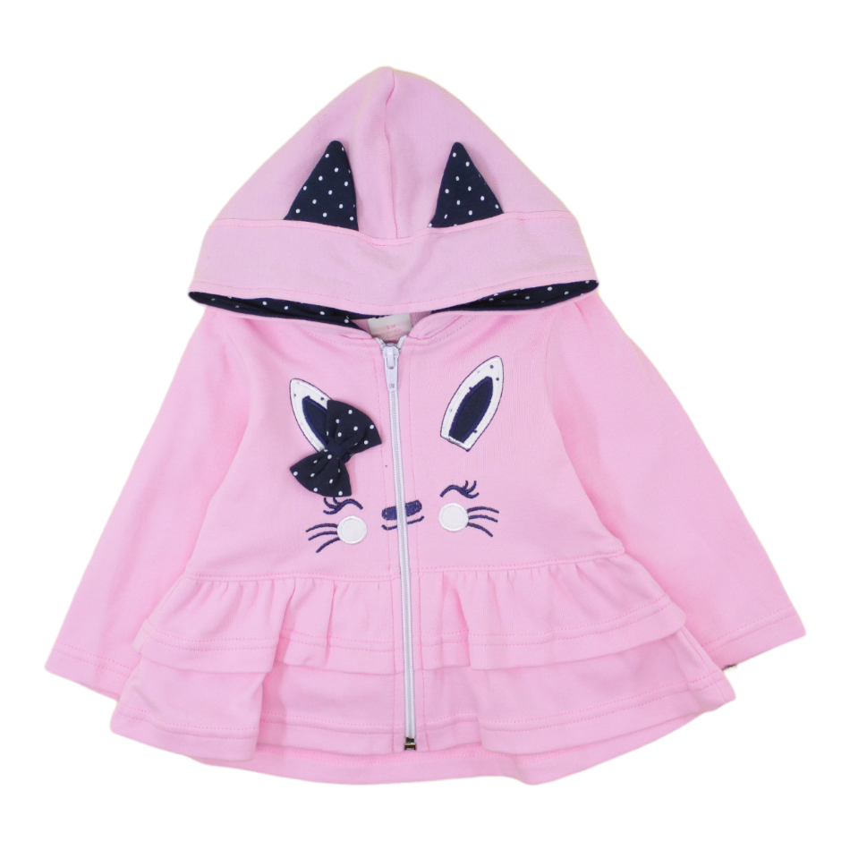 Ohm & Emmy 3 Pc Cotton Hooded Peplum Jacket Set - Kitty