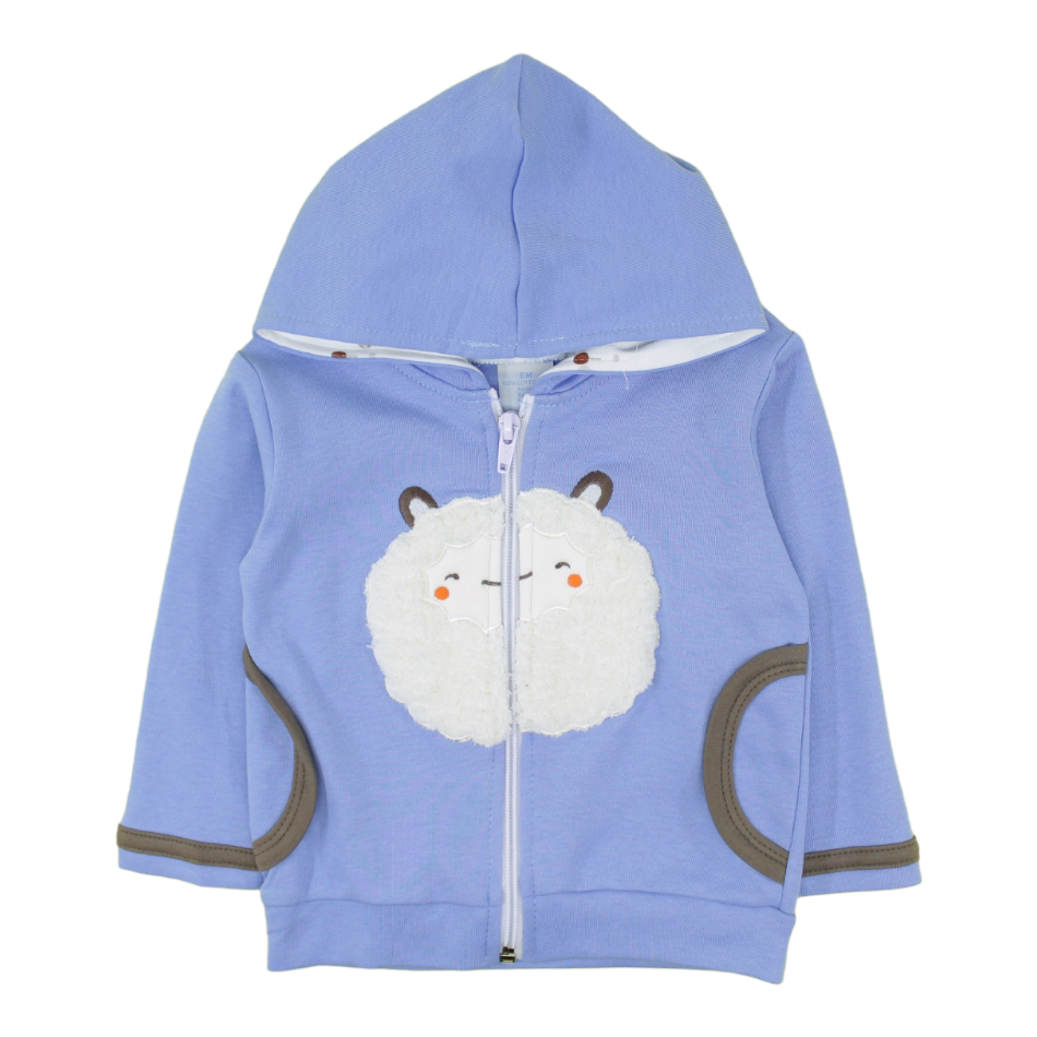 Ohm & Emmy 3 Pc Cotton Zip Up Hooded Jacket Set - Sheep
