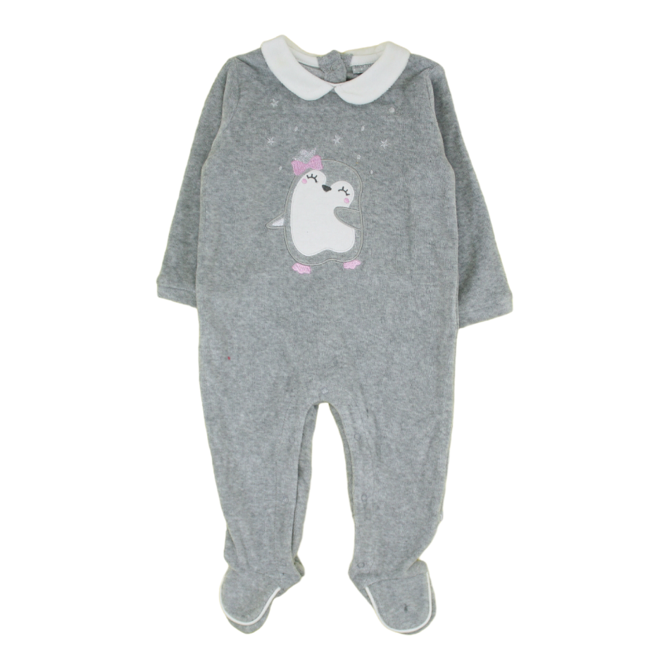 Mix N Match Velour Footed Sleeper - Penguin