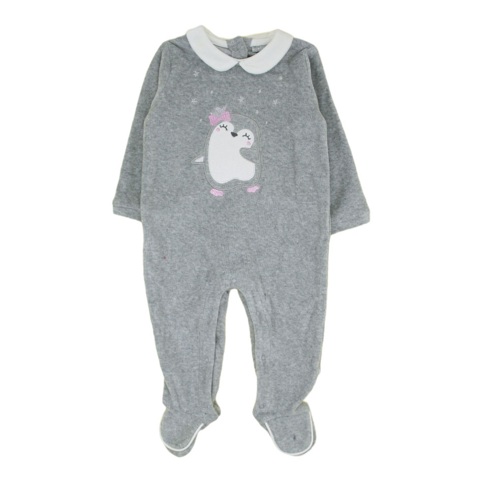 Mix N Match Velour Footed Sleeper - Penguin