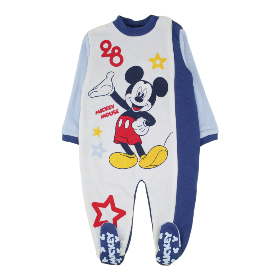 Disney Fleece Lined Side Zip Up Footed Sleeper - Mickey Star Blue